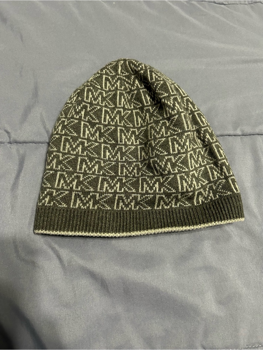 Michael Kors Black & Gray MK Logo Knit Beanie
